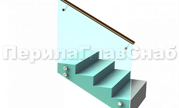 Ограждение с деревянным поручнем на выносе на точечном креплении на лестнице в Новосибирске. Готовые проекты ПерилаГлавСнаб