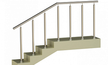 Ограждения с квадратным поручнем со стойками в каждую ступень без ригелей в Новосибирске. Готовые проекты ПерилаГлавСнаб