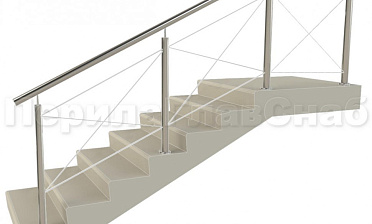 Ограждения из нержавейки. Заполнение из тросиков (нестандартная конфигурация) для крыльца купить в Новосибирске