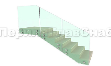 Ограждение для лестницы на несущем стекле с точечным креплением в торец для крыльца купить в Новосибирске