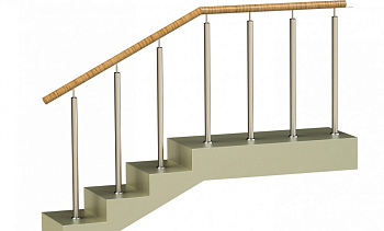 Ограждения со стойками в каждую ступень с пластиковым поручнем без ригелей в Новосибирске. Готовые проекты ПерилаГлавСнаб