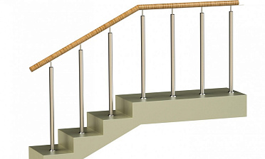 Ограждения со стойками в каждую ступень с пластиковым поручнем без ригелей купить в Новосибирске