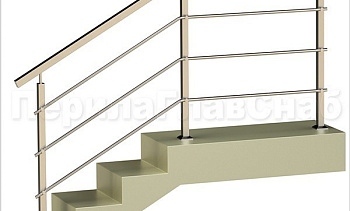 Три ригеля на держателях, квадратные поручень и стойки в Новосибирске. Готовые проекты ПерилаГлавСнаб