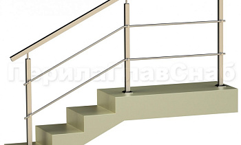 Два ригеля на держателях, квадратные поручень и стойки в Новосибирске. Готовые проекты ПерилаГлавСнаб