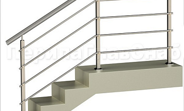 Четыре ригеля на держателях, круглый поручень и квадратные стойки купить в Новосибирске