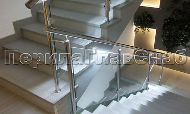 Нержавеющие перила и ограждения со стеклом и подсветкой купить в Новосибирске