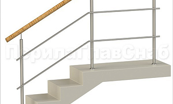 Два ригеля на сварке, круглый пластиковый поручень и круглые стойки в Новосибирске. Готовые проекты ПерилаГлавСнаб