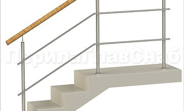 Два ригеля на сварке, круглый пластиковый поручень и круглые стойки купить в Новосибирске