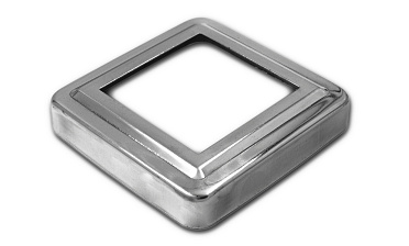 Низ стойки фигурный под трубу 50х50 мм, 83х83х0.5 мм, высота 17 мм, полированный (AISI 304) k375 купить в Новосибирске Низ стойки фигурный под трубу 50х50 мм, 83х83х0.5 мм, высота 17 мм, полированный (AISI 304) k375 купить в Новосибирске