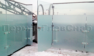 Пластинчатые одностворчатые калитки из нержавеющей стали со стеклом купить в Новосибирске