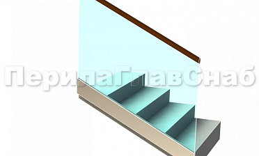 Ограждение с деревянным поручнем на профиле на лестнице купить в Новосибирске