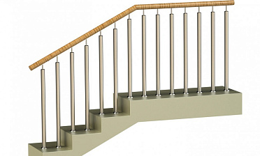 Ограждения с двумя стойками в каждую ступень с пластиковым поручнем и без ригелей купить в Новосибирске