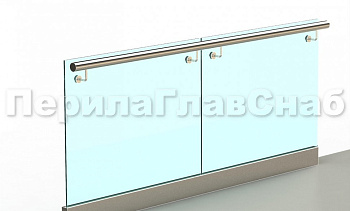 Ограждение с поручнем на выносе в зажимном профиле в Новосибирске. Готовые проекты ПерилаГлавСнаб