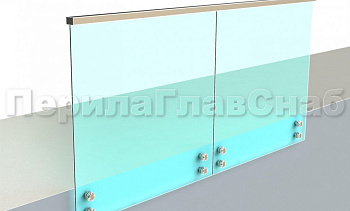Ограждение с профильным поручнем с пазом на точечном креплении в Новосибирске. Готовые проекты ПерилаГлавСнаб
