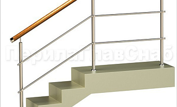 Два ригеля на держателях, круглый деревянный поручень и круглые стойки в Новосибирске. Готовые проекты ПерилаГлавСнаб