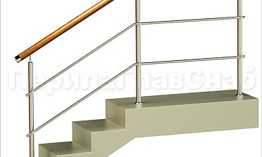 Два ригеля на держателях, круглый деревянный поручень и круглые стойки купить в Новосибирске