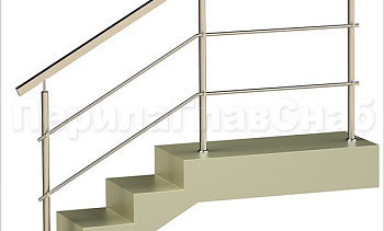 Два ригеля на держателях, квадратный поручень и круглые стойки в Новосибирске. Готовые проекты ПерилаГлавСнаб