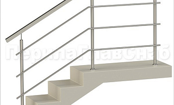 Три ригеля на сварке, квадратный поручень и круглые стойки в Новосибирске. Готовые проекты ПерилаГлавСнаб