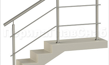 Два ригеля на сварке, круглый поручень и квадратные стойки в Новосибирске. Готовые проекты ПерилаГлавСнаб