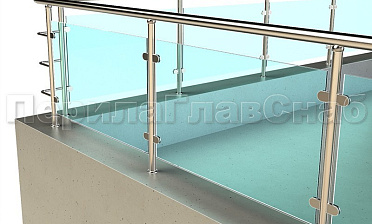 Кровельное ограждение из нержавеющей стали со стеклами купить в Новосибирске