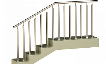 Ограждения с двумя стойками в каждую ступень без ригелей в Новосибирске. Готовые проекты ПерилаГлавСнаб