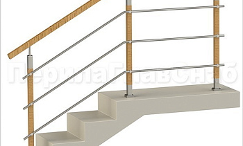 Три ригеля на держателях, квадратные деревянные поручень и стойки в Новосибирске. Готовые проекты ПерилаГлавСнаб