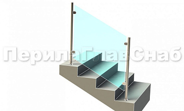 Ограждения лестницы без поручня с зажимными стеклодержателями и стойками купить в Новосибирске