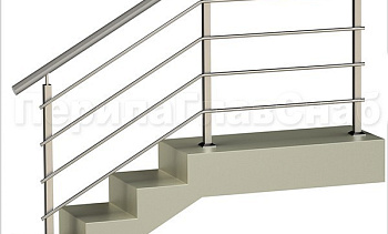 Четыре ригеля на сварке, круглый поручень и квадратные стойки в Новосибирске. Готовые проекты ПерилаГлавСнаб