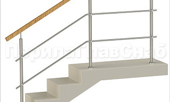 Два ригеля на держателях, квадратный деревянный поручень и круглые стойки в Новосибирске. Готовые проекты ПерилаГлавСнаб