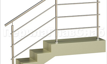 Три ригеля на держателях, круглый поручень и круглые стойки для крыльца купить в Новосибирске