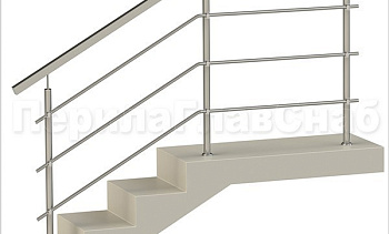 Три ригеля на держателях, квадратный поручень и круглые стойки в Новосибирске. Готовые проекты ПерилаГлавСнаб