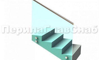 Ограждение с профильным поручнем с пазом на точечном креплении на лестнице в Новосибирске. Готовые проекты ПерилаГлавСнаб