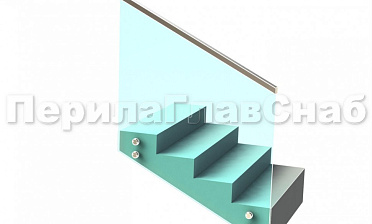 Ограждение с профильным поручнем с пазом на точечном креплении на лестнице купить в Новосибирске