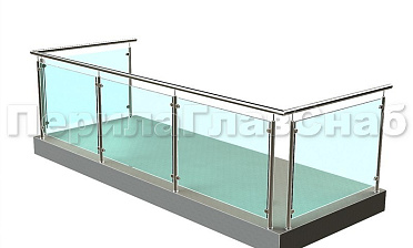 Ограждение из нержавеющей стали со стеклами для балкона купить в Новосибирске