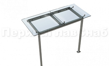 Стеклянный козырек на прямом каркасе со стойками купить в Новосибирске