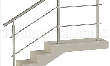 Два ригеля на держателях, круглый поручень и квадратные стойки в Новосибирске. Готовые проекты ПерилаГлавСнаб