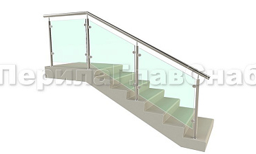 Ограждение для лестницы из нержавейки с зажимными стеклодержателями для крыльца купить в Новосибирске