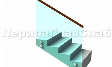 Ограждение с деревянным поручнем на точечном креплении на лестнице купить в Новосибирске