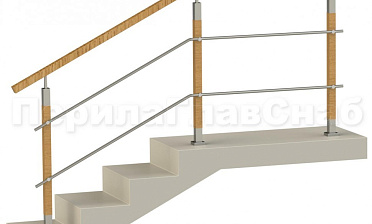 Два ригеля на держателях, квадратный деревянный поручень и квадратные деревянные стойки купить в Новосибирске