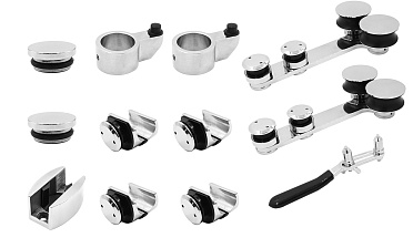 Комплект раздвижной системы для стеклянных дверей, AISI 304, полированный t406 купить в Новосибирске Комплект раздвижной системы для стеклянных дверей, AISI 304, полированный t406 купить в Новосибирске