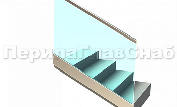 Ограждение с профильным поручнем с пазом в зажимном профиле на лестнице в Новосибирске. Готовые проекты ПерилаГлавСнаб