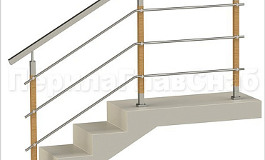 Три ригеля на держателях, квадратные поручень и деревянные стойки купить в Новосибирске