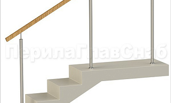 Нержавеющие ограждения без ригелей с квадратным деревянным поручнем в Новосибирске. Готовые проекты ПерилаГлавСнаб