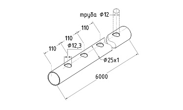 Труба AISI 304 25х1х6000, с перфорацией под  Ø12, 30°, GRIT 600 837-5 купить в Новосибирске Труба AISI 304 25х1х6000, с перфорацией под  Ø12, 30°, GRIT 600 837-5 купить в Новосибирске