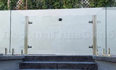 Зажимные двустворчатые калитки из нержавеющей стали со стеклом купить в Новосибирске