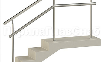 Ограждения с квадратным поручнем и дополнительным поручнем без ригелей в Новосибирске. Готовые проекты ПерилаГлавСнаб