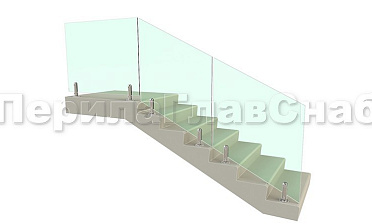 Цельностеклянное лестничное ограждение на министойках из нержавеющей стали для крыльца купить в Новосибирске