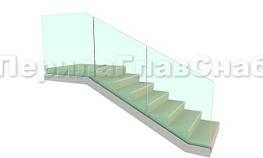 Цельностеклянное ограждение на зажимном алюминиевом профиле для крыльца купить в Новосибирске
