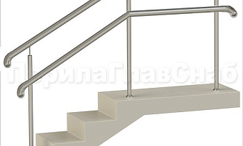 Нержавеющие ограждения с двойным поручнем без ригелей - вариант 2 в Новосибирске. Готовые проекты ПерилаГлавСнаб