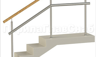 Ограждения с квадратным деревянным поручнем и дополнительным поручнем без ригелей купить в Новосибирске